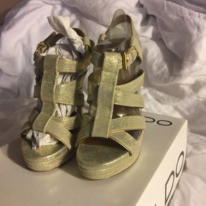 ALDO Boulger Sandal Heels - Gold